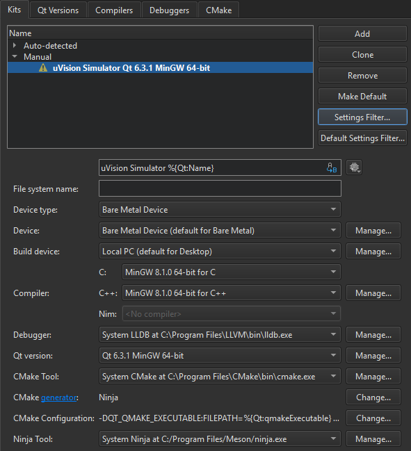 {Bare Metal selected in Kits preferences}
