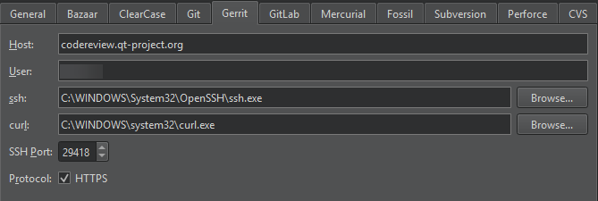 {Gerrit tab in Version Control preferences}